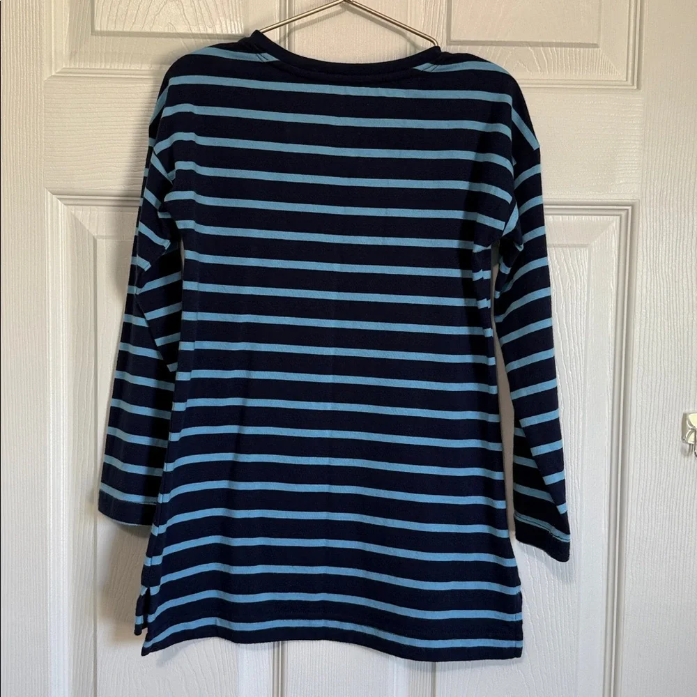 Primary Kids Long Sleeve Tunic Tees - Navy and Red Stripes